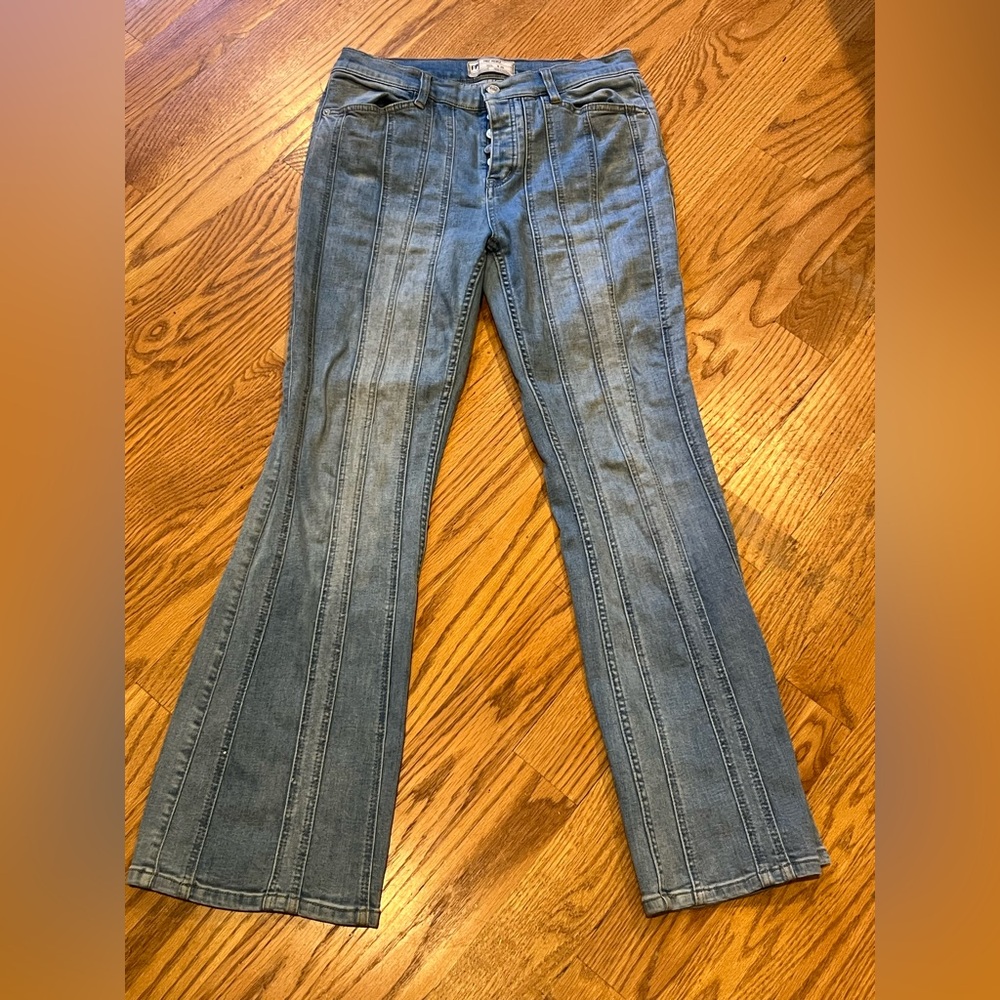 Free People Blue Flare Wide Leg Jeans
